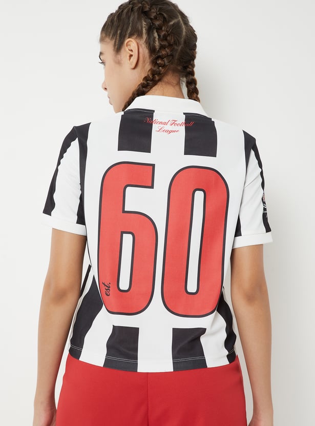 Women NFL Printed Johnny Collar T-shirt