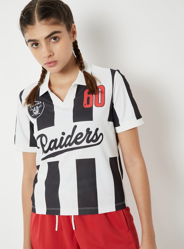 Women NFL Printed Johnny Collar T-shirt