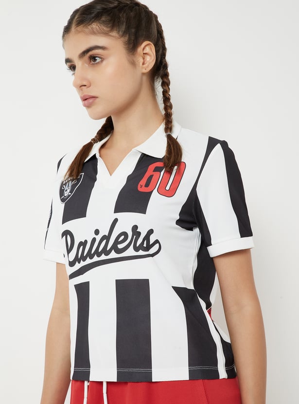 Women NFL Printed Johnny Collar T-shirt