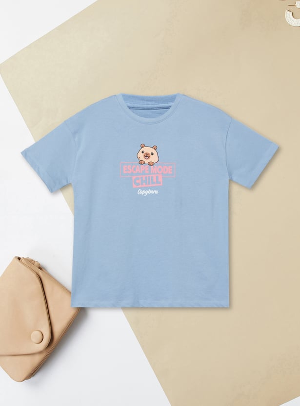 Girls Capybara Printed T-shirt