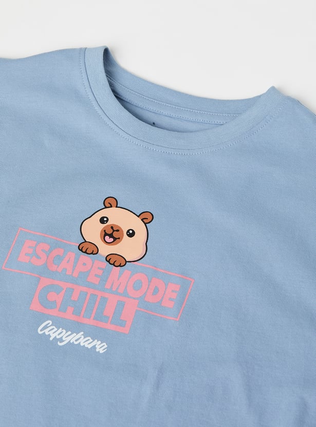 Girls Capybara Printed T-shirt
