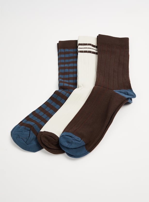 Men Assorted Crew Length Socks - Pack of 3