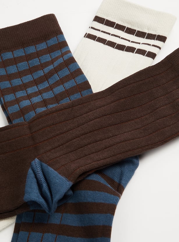 Men Assorted Crew Length Socks - Pack of 3