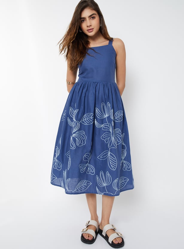 Women Embroidered Midi Dress