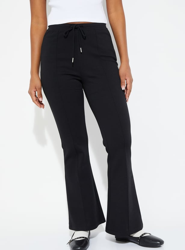 Women Panelled Flare Trousers
