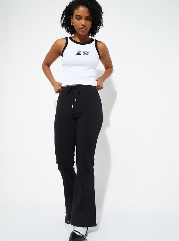 Women Panelled Flare Trousers