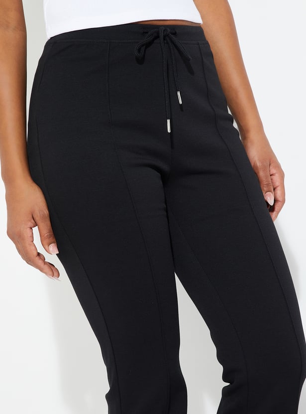 Women Panelled Flare Trousers