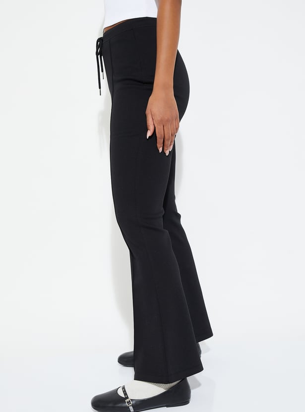 Women Panelled Flare Trousers