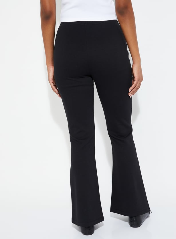 Women Panelled Flare Trousers