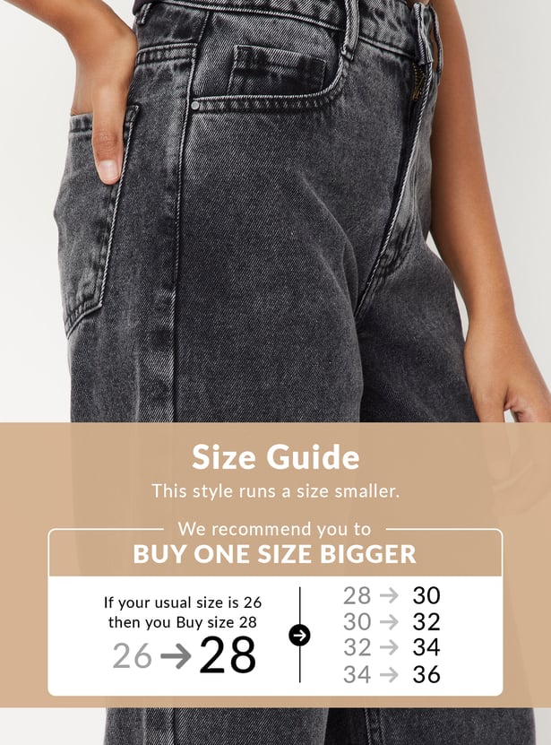 Women Dark Wash Wide Leg Jeans