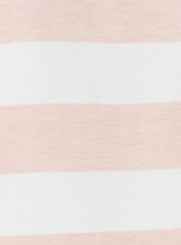 Women Striped Johnny Collar Sports T-shirt