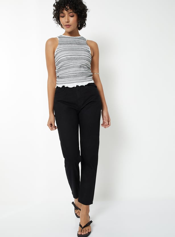 Women Solid Mom Fit Jeans