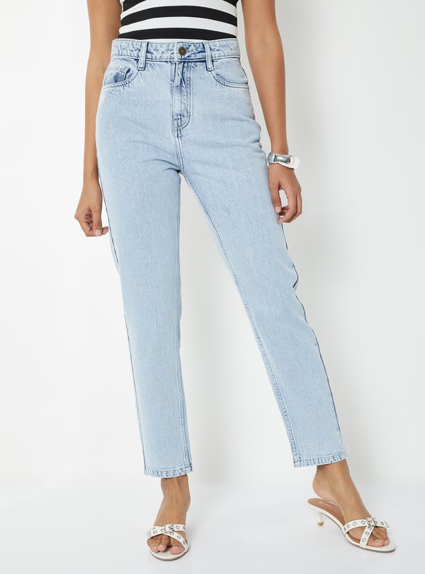 Women High Rise Mom Fit Jeans