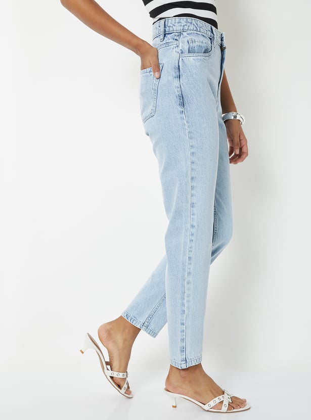 Women High Rise Mom Fit Jeans