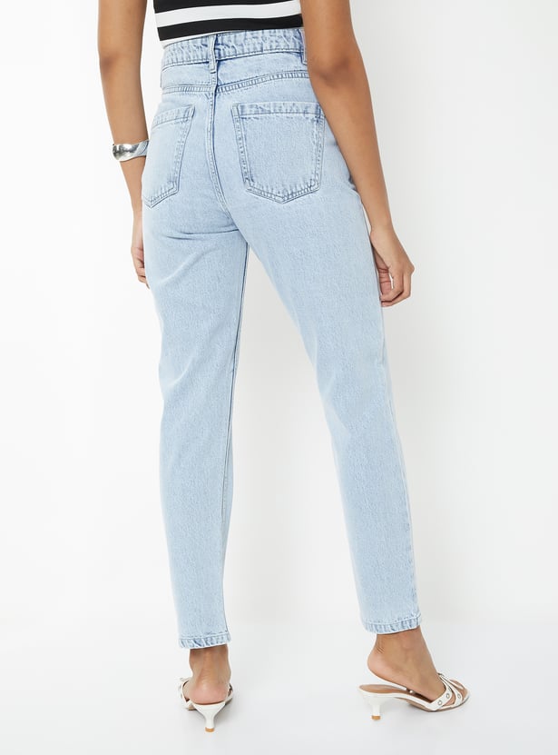 Women High Rise Mom Fit Jeans