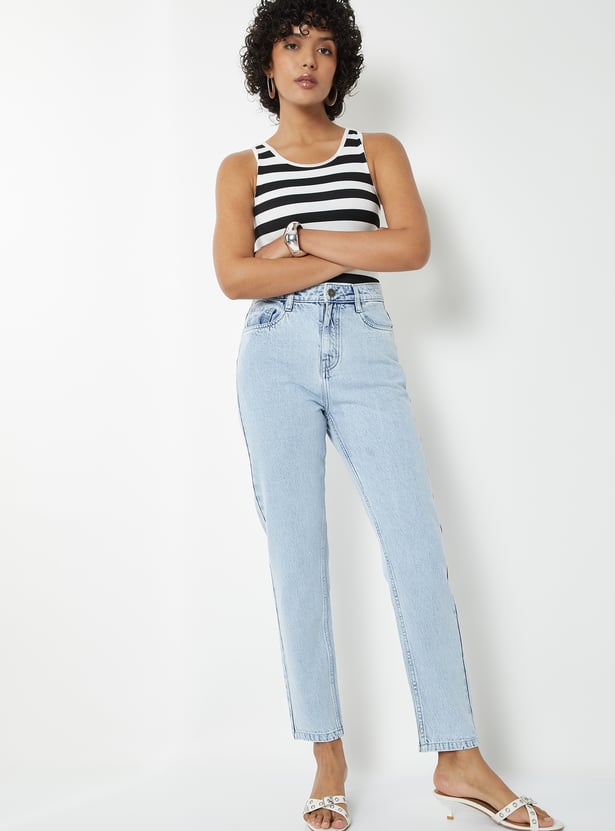 Women High Rise Mom Fit Jeans