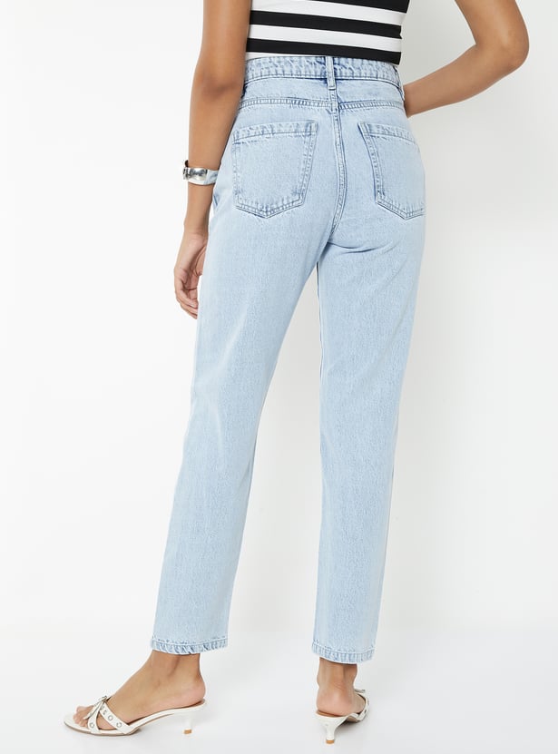 Women High Rise Mom Fit Jeans