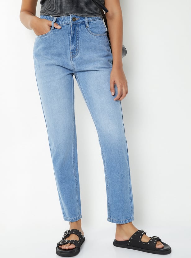 Women High Rise Mom Fit Jeans