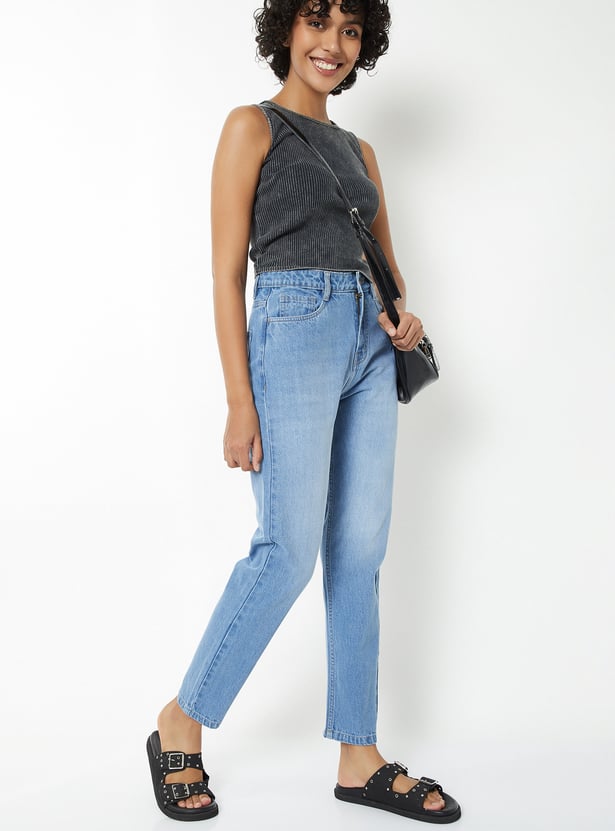 Women High Rise Mom Fit Jeans