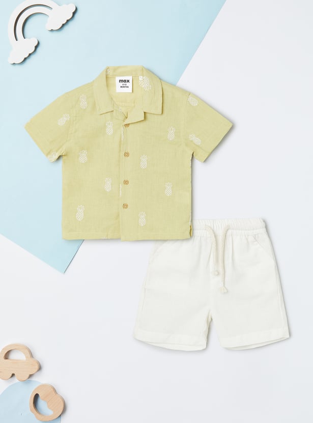 Boys Embroidered Shorts Set