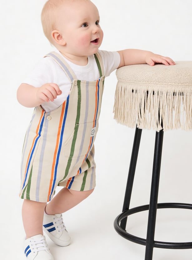 Boys Striped Dungaree Set