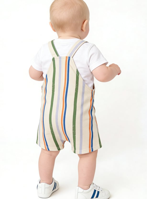 Boys Striped Dungaree Set