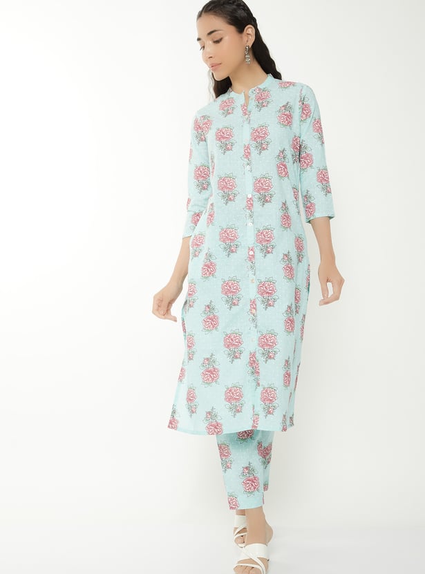 Women Floral Print Straight Kurta Set