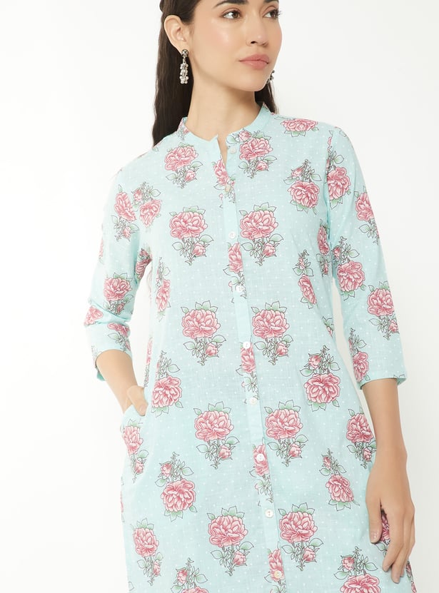 Women Floral Print Straight Kurta Set