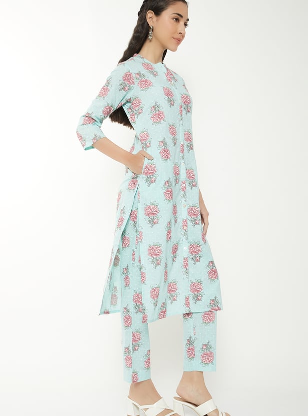 Women Floral Print Straight Kurta Set