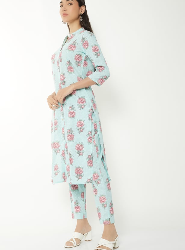 Women Floral Print Straight Kurta Set