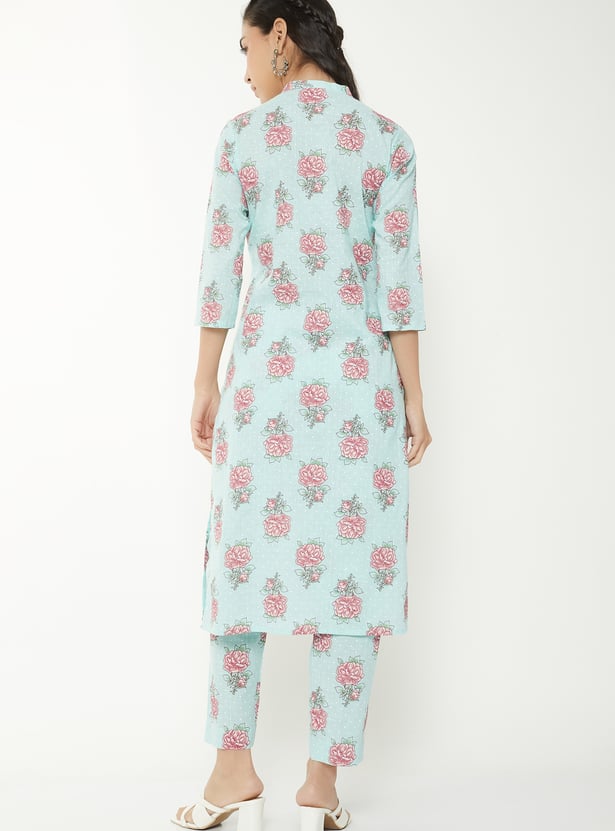 Women Floral Print Straight Kurta Set
