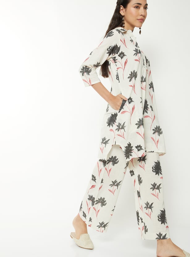 Women Floral Print Straight Kurta Set