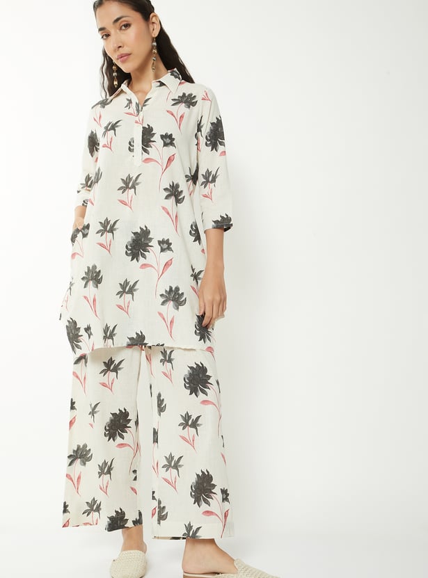 Women Floral Print Straight Kurta Set