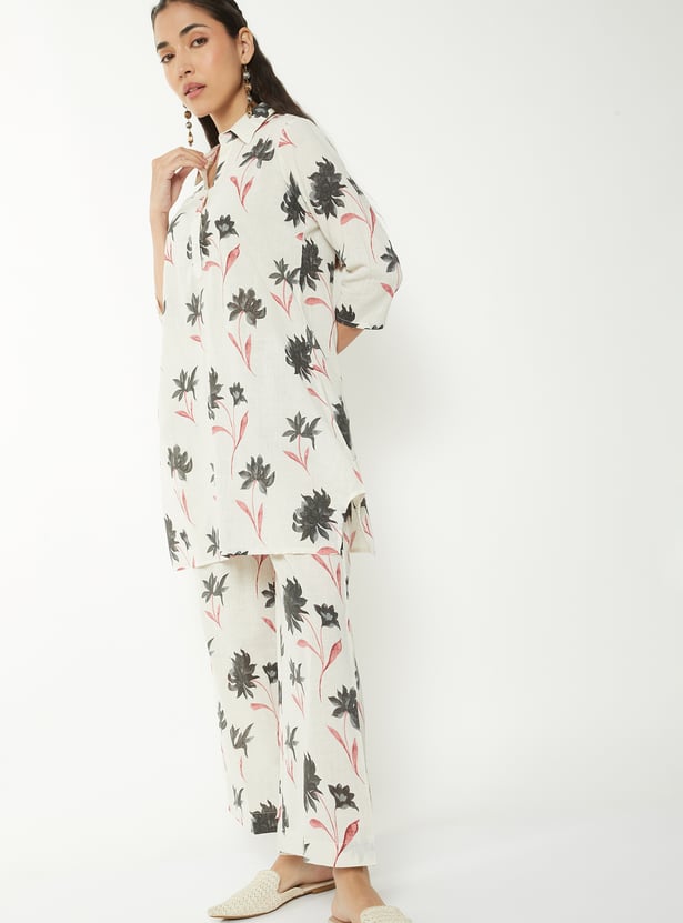 Women Floral Print Straight Kurta Set
