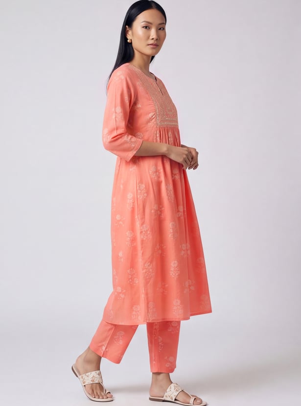 Women Yoke Embroidered A-line Kurta Set