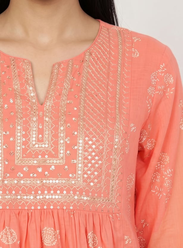 Women Yoke Embroidered A-line Kurta Set