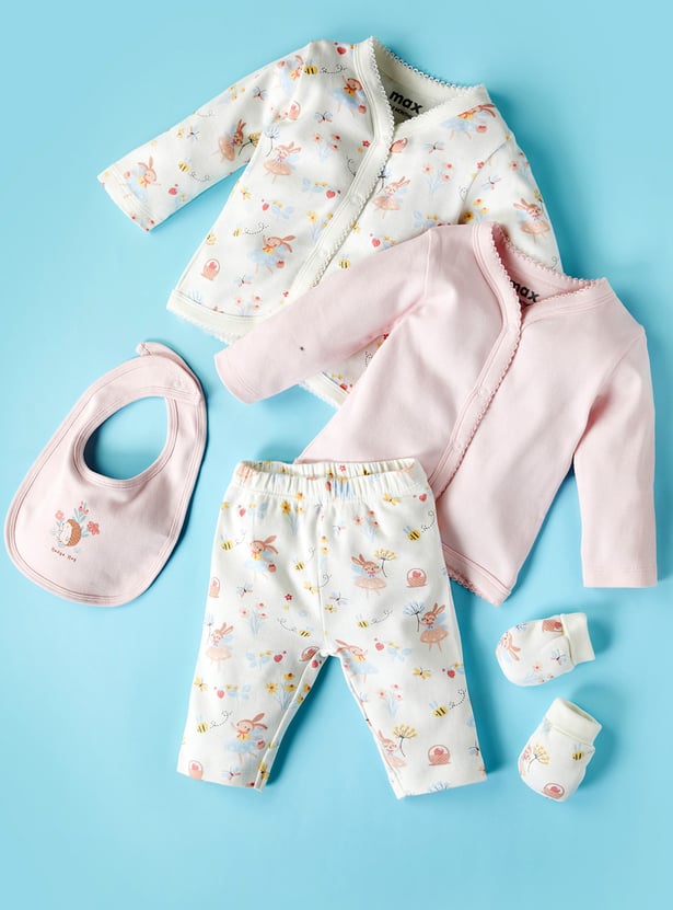 Infant Girls Printed Gift Set - Pack of 5