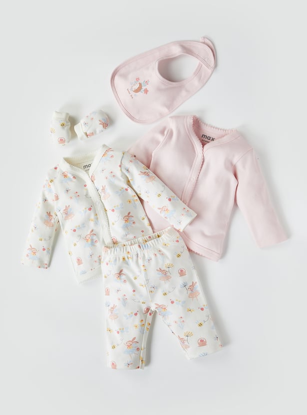 Infant Girls Printed Gift Set - Pack of 5