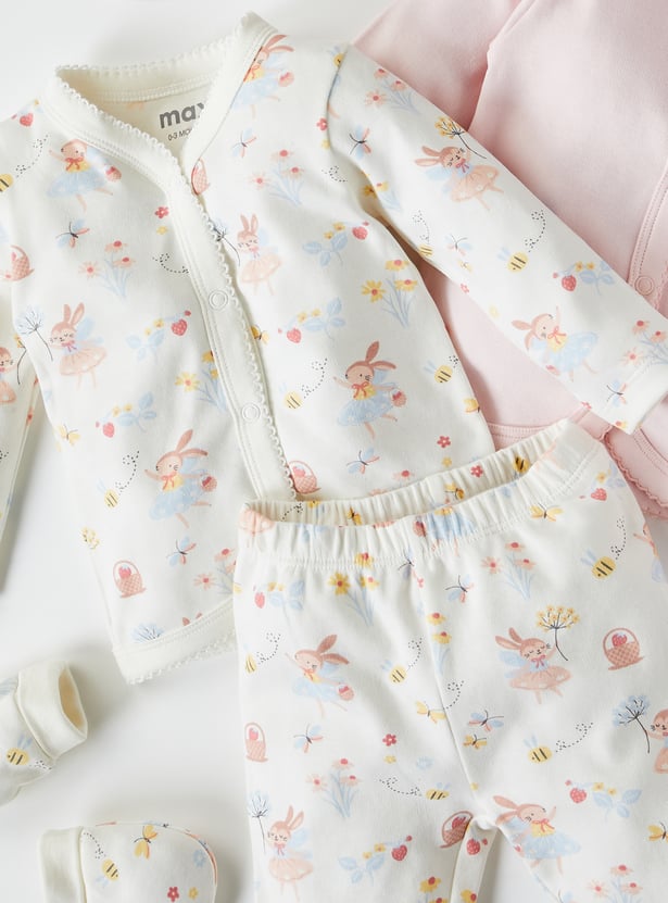Infant Girls Printed Gift Set - Pack of 5