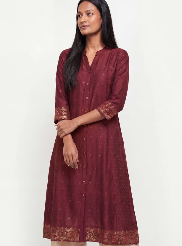 Women Foil Print A-Line Kurta