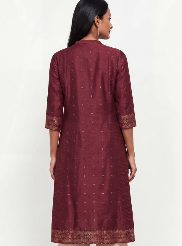 Women Foil Print A-Line Kurta