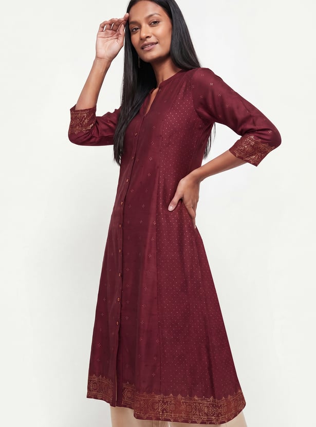 Women Foil Print A-Line Kurta