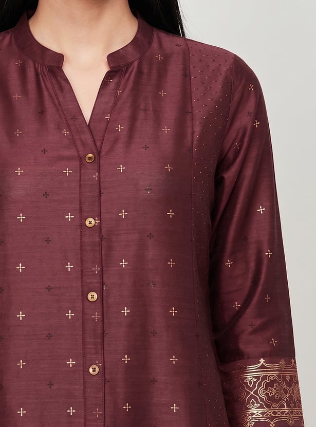 Women Foil Print A-Line Kurta
