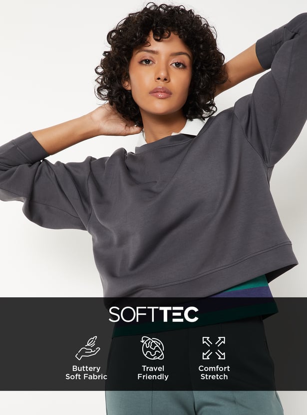 Women Solid Boxy Sports T-shirt