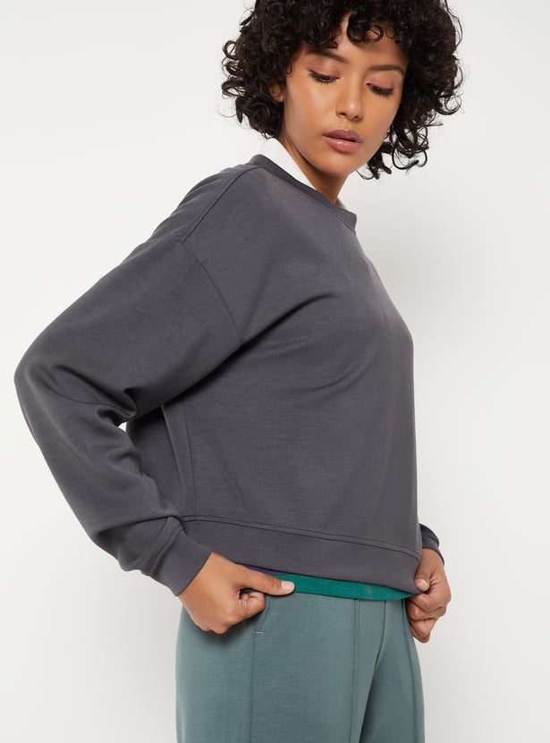 Women Solid Boxy Sports T-shirt