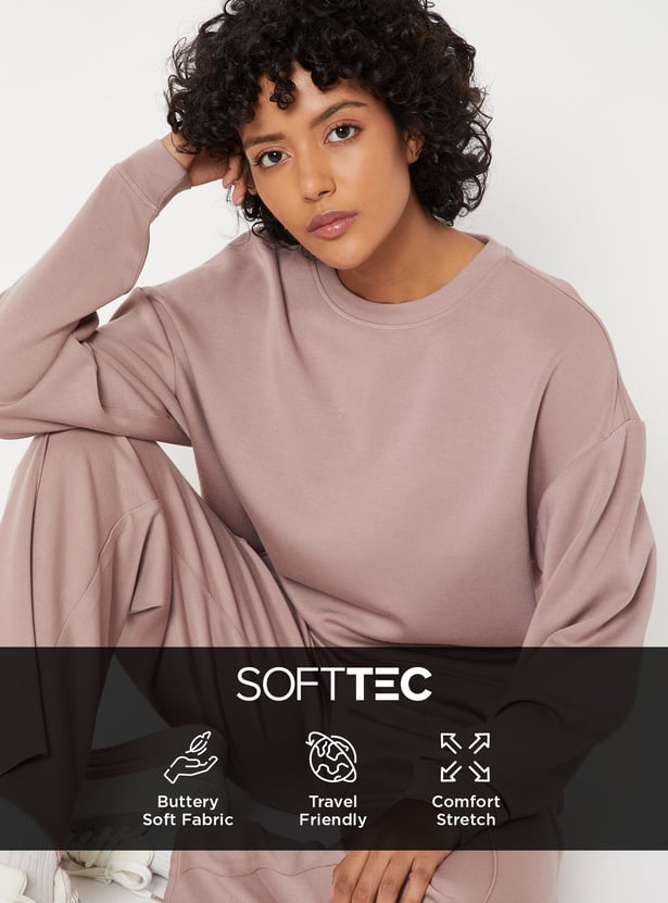 Women Solid Boxy Sports T-shirt