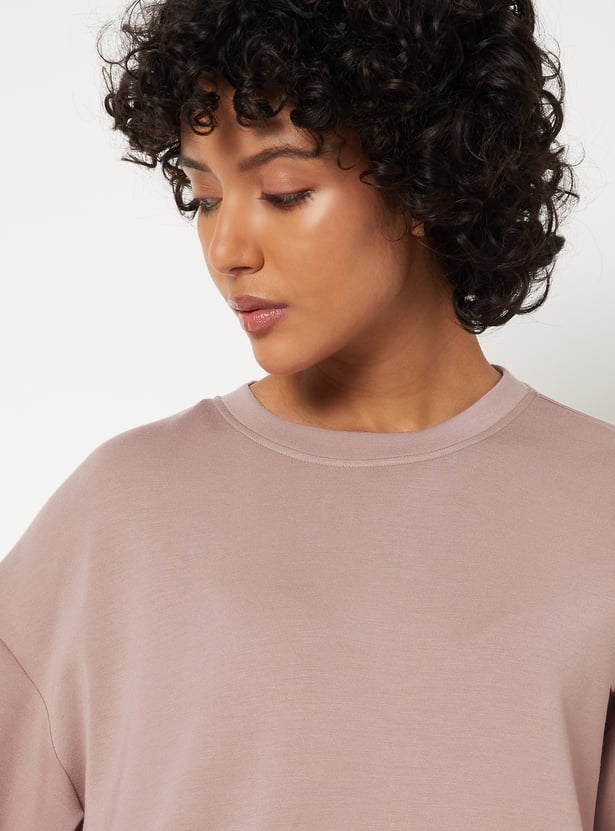 Women Solid Boxy Sports T-shirt