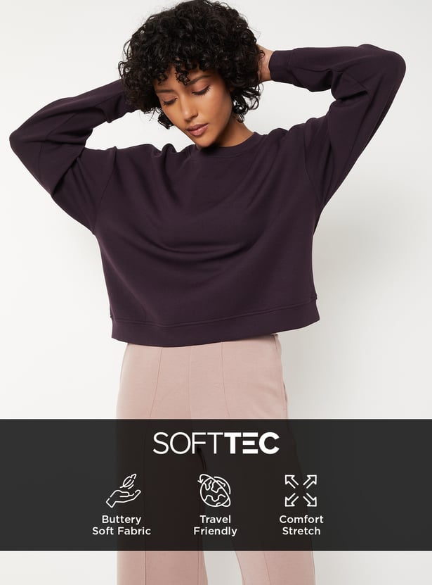 Women Solid Boxy Sports T-shirt