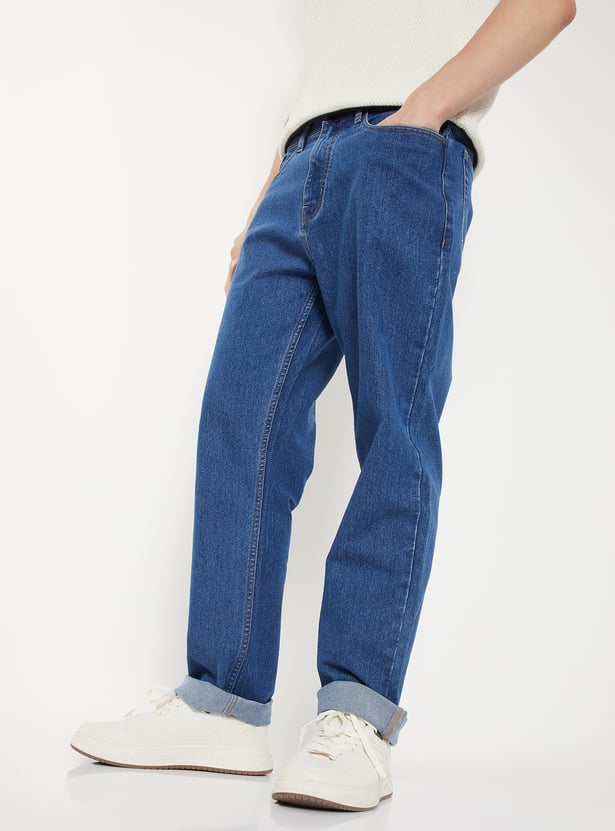 Men Washed Straight Fit Jeans