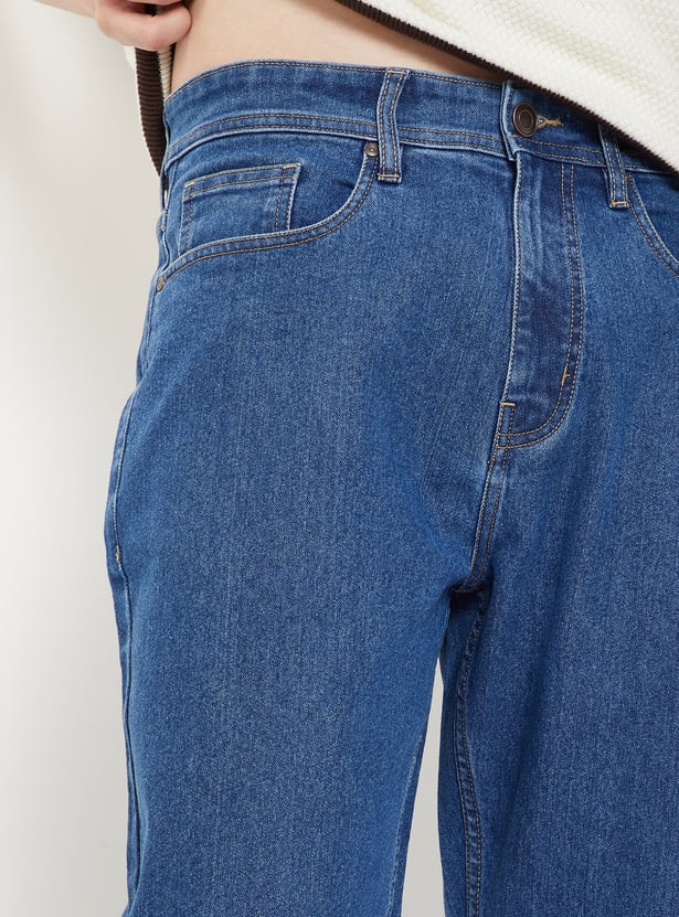 Men Washed Straight Fit Jeans